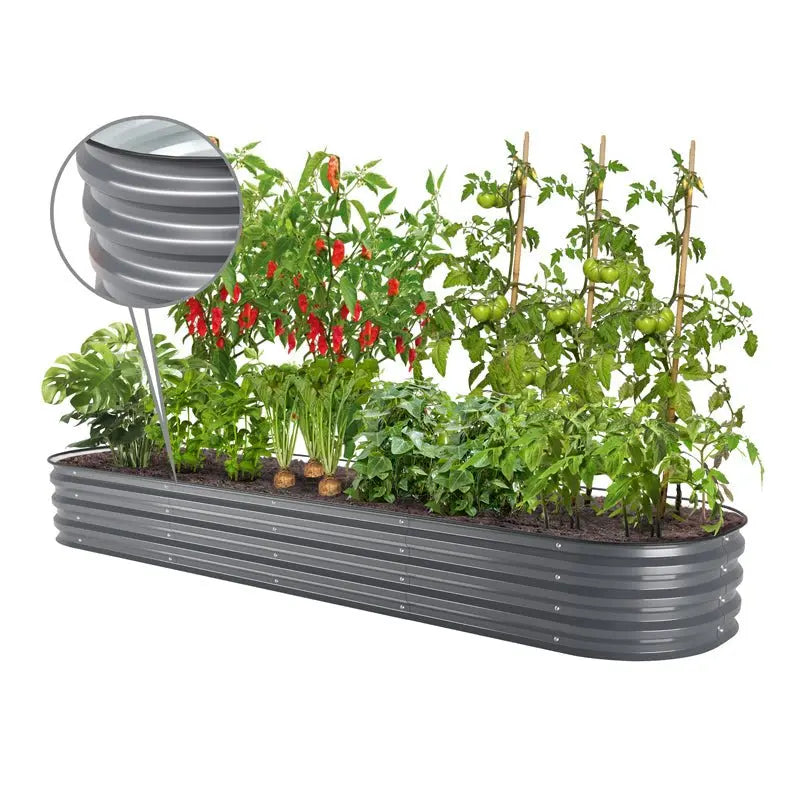 Vegega 11'' Tall 8x2 Corrugated Metal Flower Bed (9 in 1) v2.0