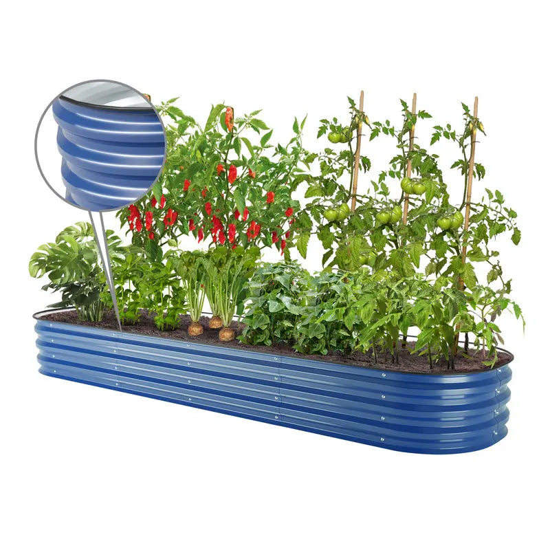 Vegega 11'' Tall 8x2 Corrugated Metal Flower Bed (9 in 1) v2.0