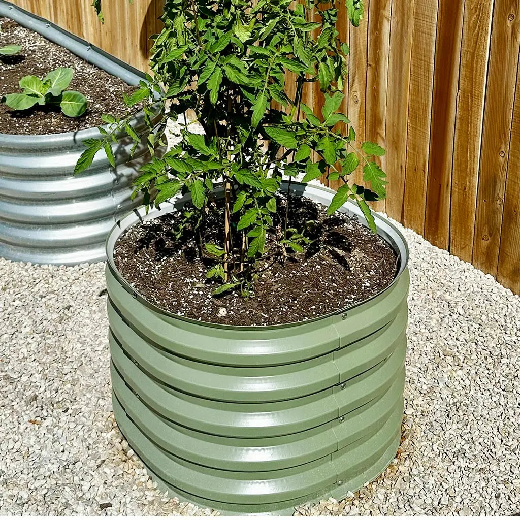 Vegega 17'' Tall 24'' Round Metal Raised Garden Beds Twin Pack v2.0