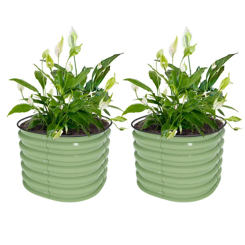 Vegega 17'' Tall 24'' Round Metal Raised Garden Beds Twin Pack v2.0