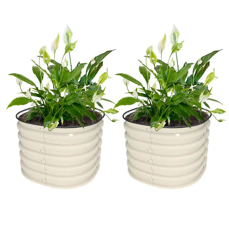 Vegega 17'' Tall 24'' Round Metal Raised Garden Beds Twin Pack v2.0