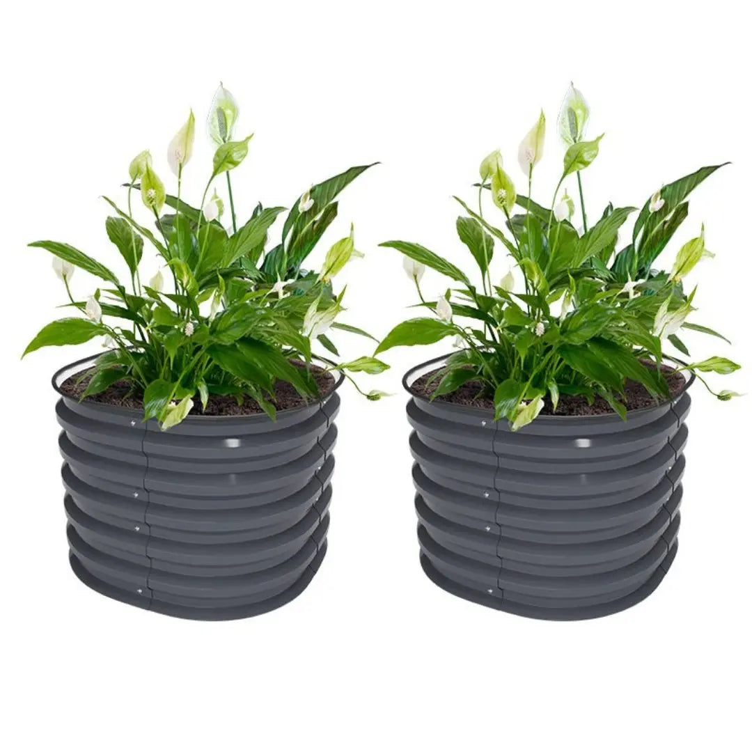 Vegega 17'' Tall 24'' Round Metal Raised Garden Beds Twin Pack v2.0