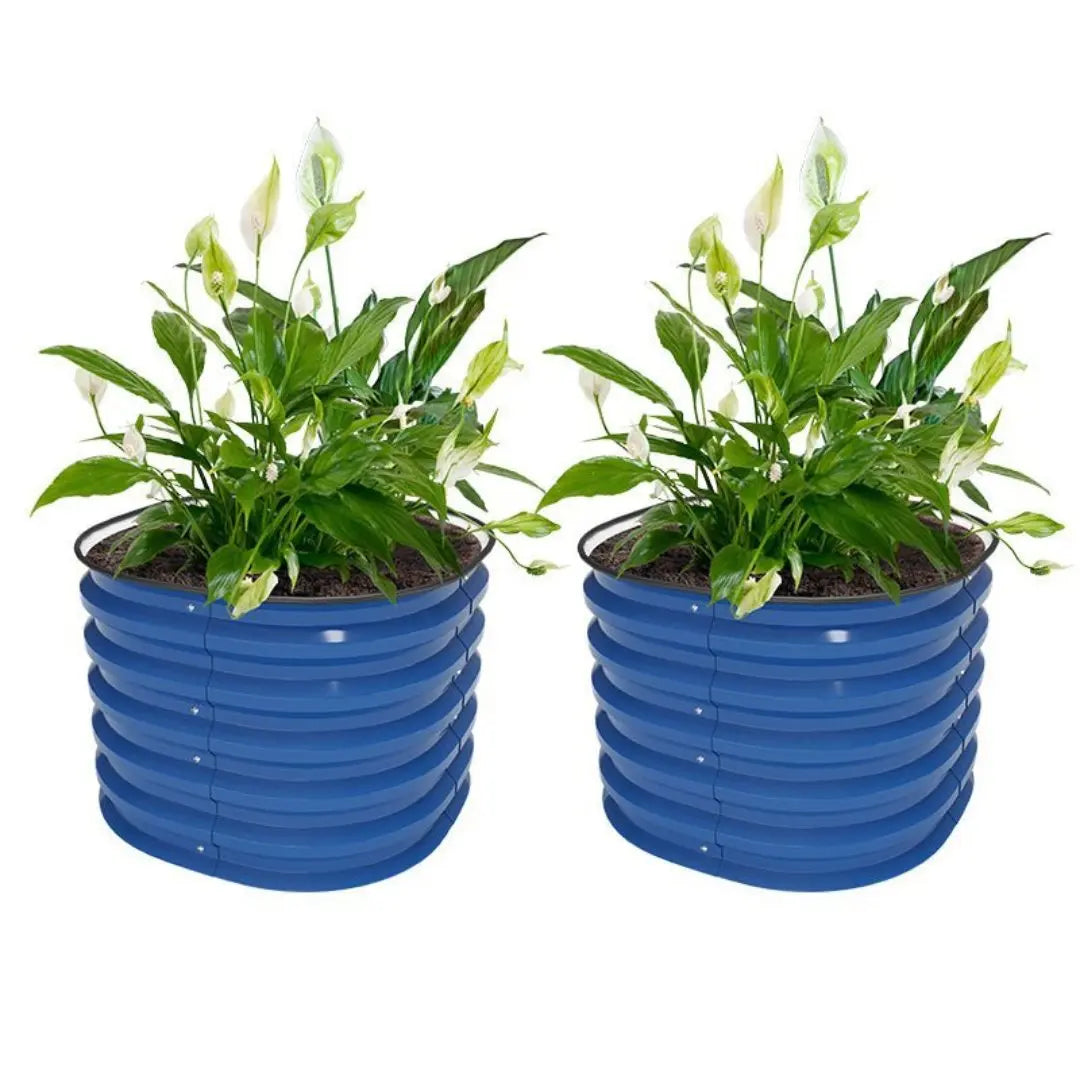 Vegega 17'' Tall 24'' Round Metal Raised Garden Beds Twin Pack v2.0
