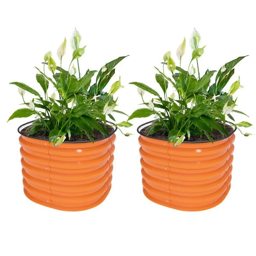 Vegega 17'' Tall 24'' Round Metal Raised Garden Beds Twin Pack v2.0