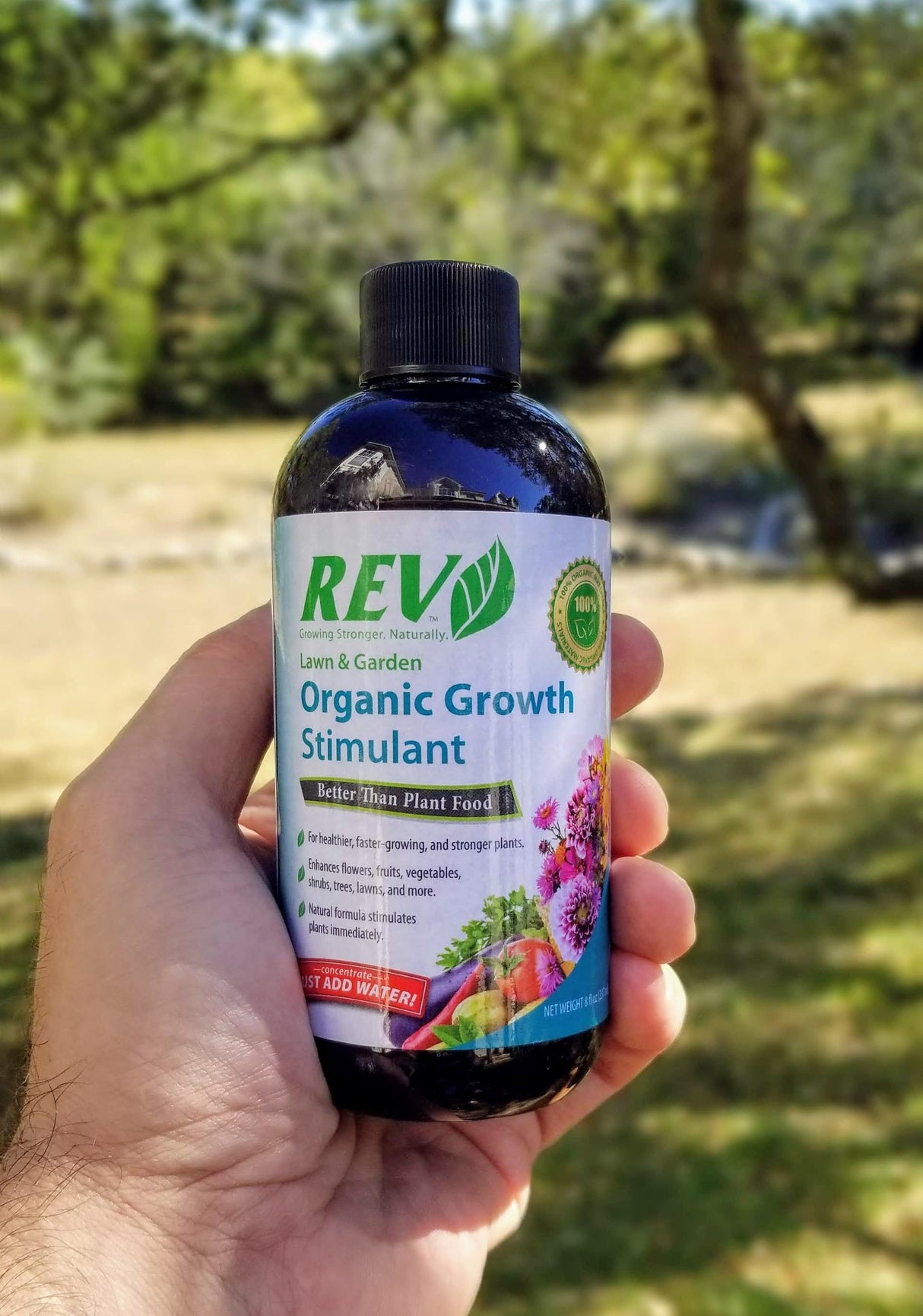 Organic REV Liquid Plant Food 8oz – Plant Growth Enhancer with Humates & Microbes