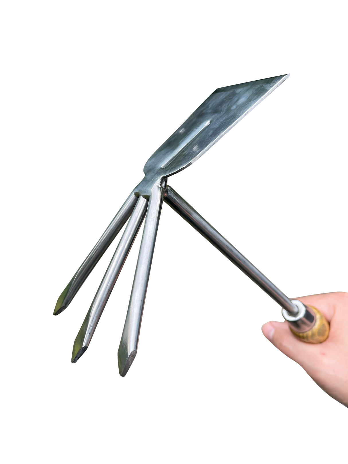 Garden Guru Stainless Steel Garden Cultivator Hoe, Classic Wood Handle