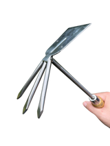 Garden Guru Stainless Steel Garden Cultivator Hoe, Classic Wood Handle