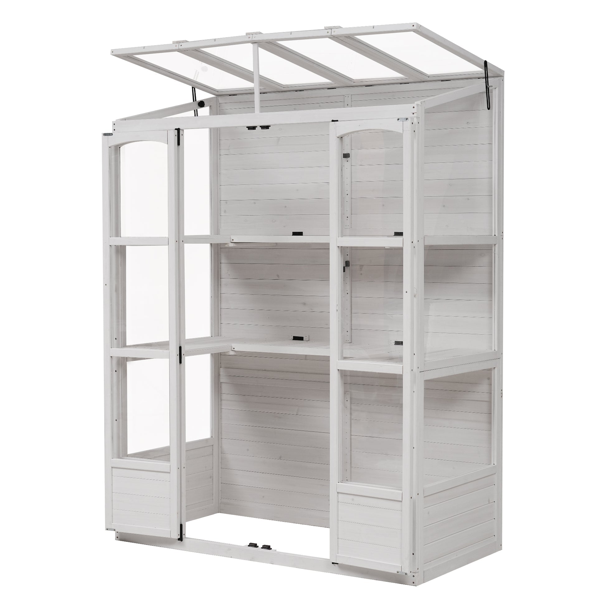 78 Inch Wooden Greenhouse Cold Frame White - Monster Gardens