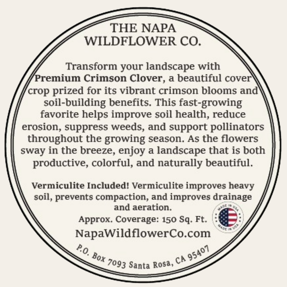 Napa Valley Wildflower Co Crimson Clover Cover Crop Seed – 1 oz