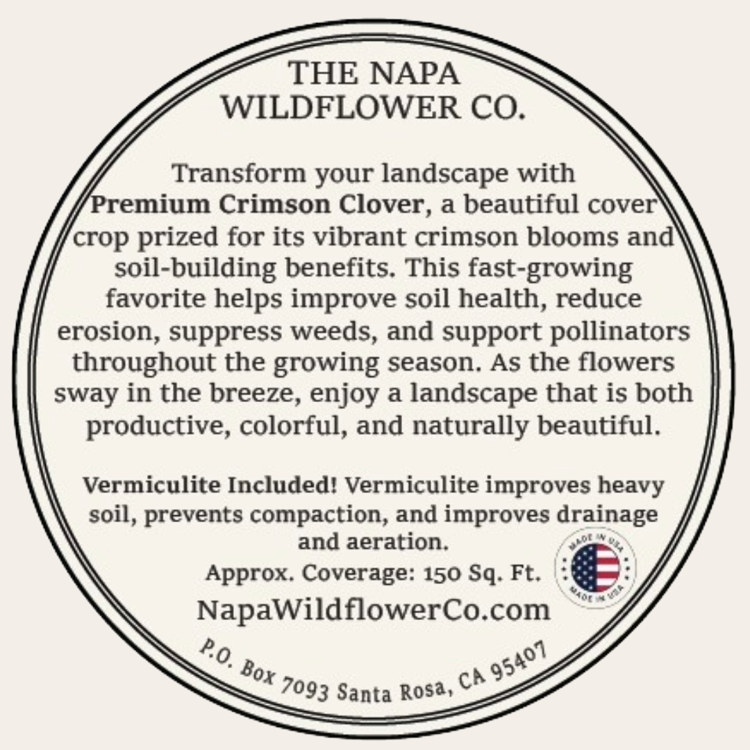 Napa Valley Wildflower Co Crimson Clover Cover Crop Seed – 1 oz