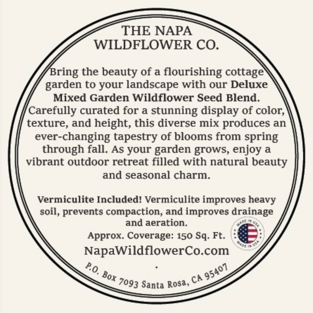 Napa Valley Wildflower Co Deluxe Wildflower Seed Mix – 1 oz