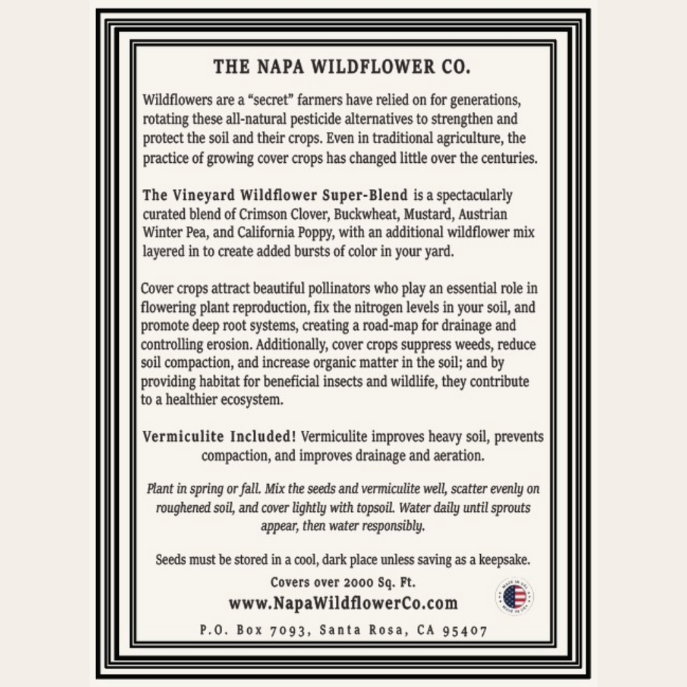 Napa Valley Wildflower Co Vineyard Wildflower Super-Blend – 750 mL