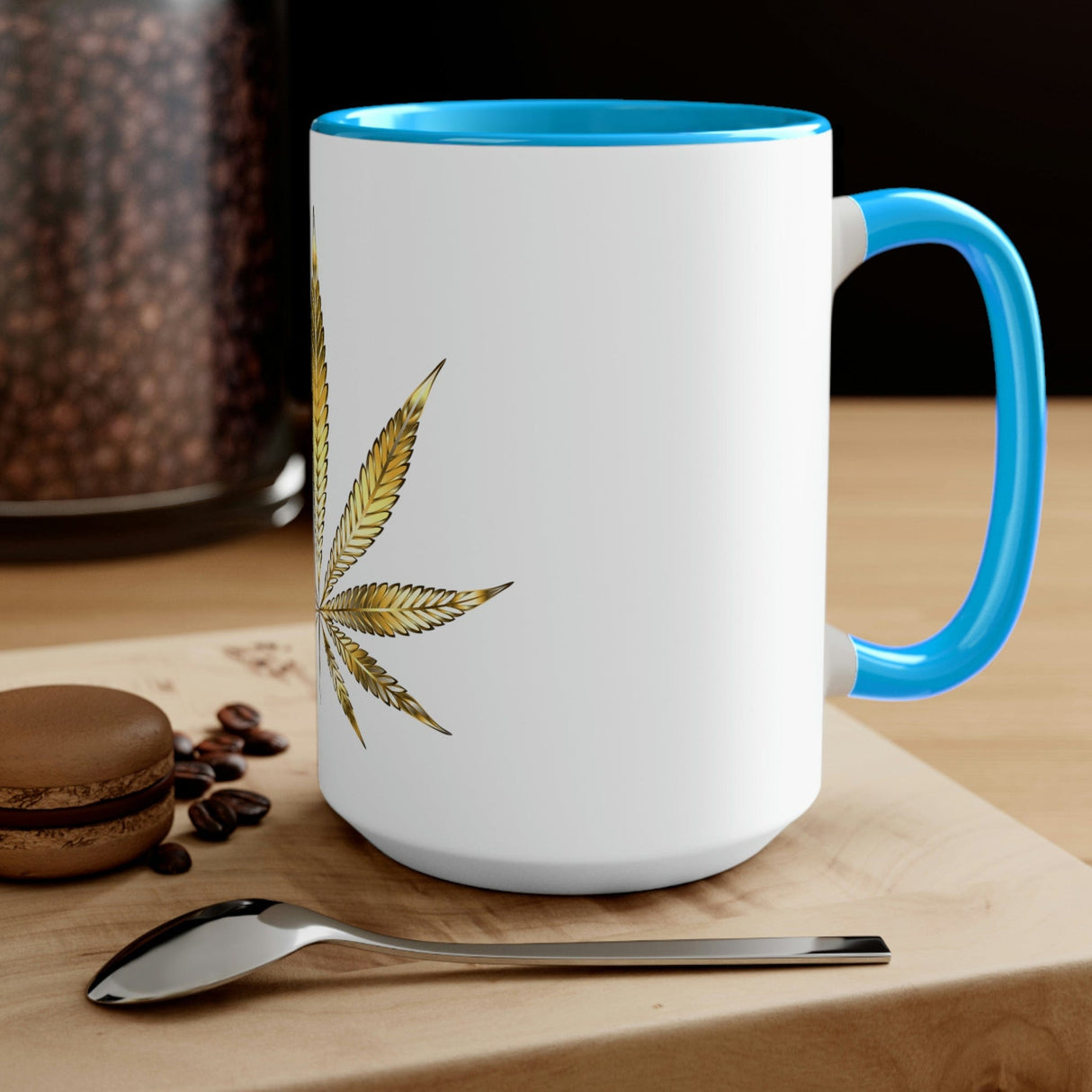 Gold Pot Leaf Coffee Mug