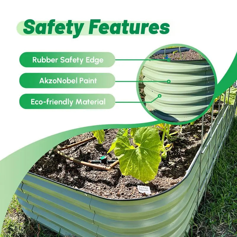 Vegega 32'' Tall 8x2 Galvanized Raised Garden Bed Kit (9 in 1) v2.0