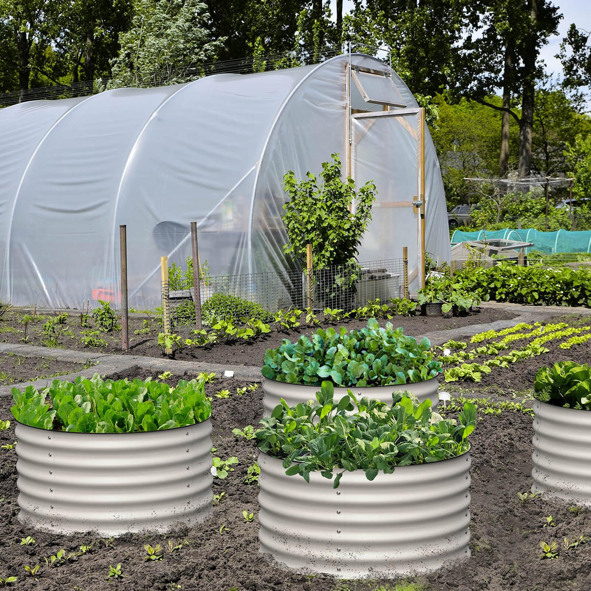 Olle Gardens 17" Tall, 24" Round Pair Raised Garden Beds, (2) per set