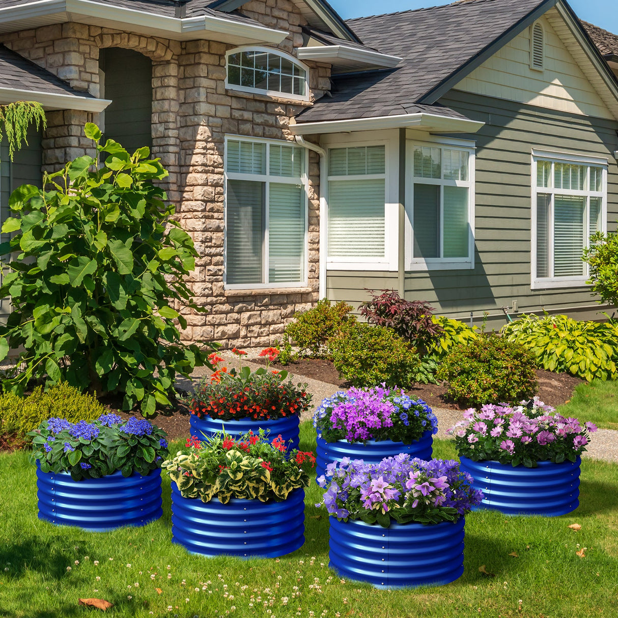 Olle Gardens 17" Tall, 24" Round Pair Raised Garden Beds, (2) per set