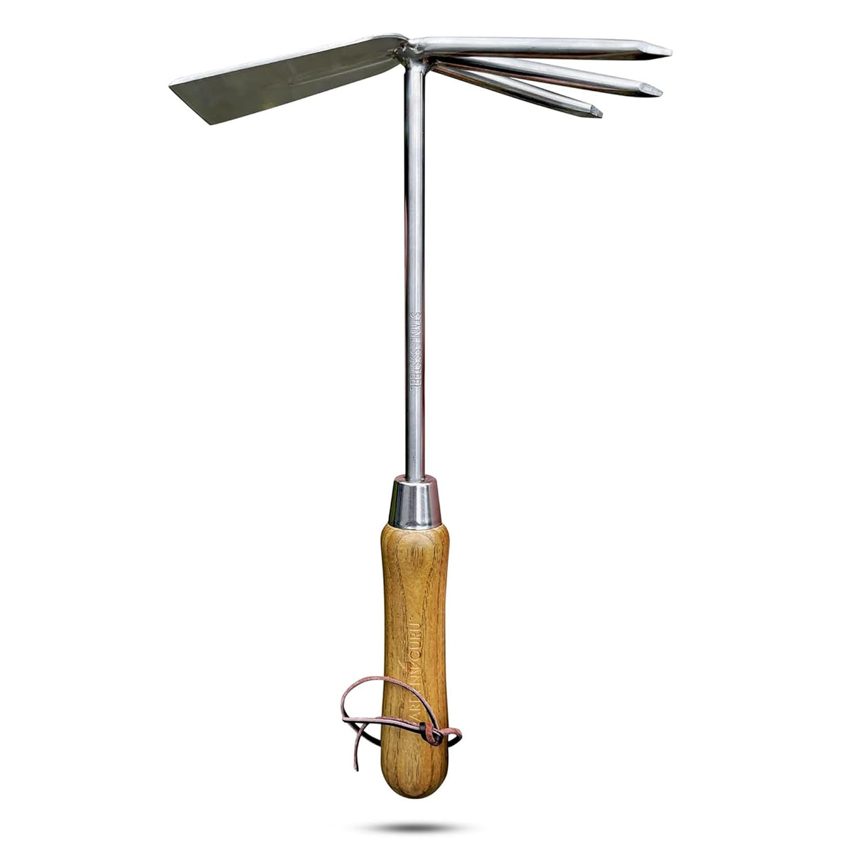 Garden Guru Stainless Steel Garden Cultivator Hoe, Classic Wood Handle