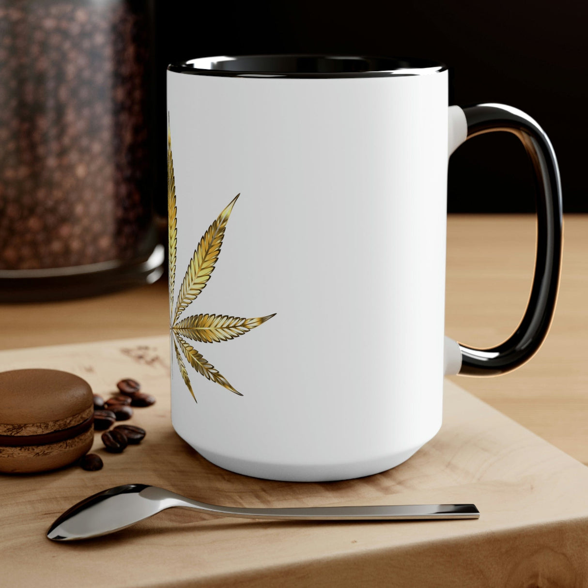 Gold Pot Leaf Coffee Mug