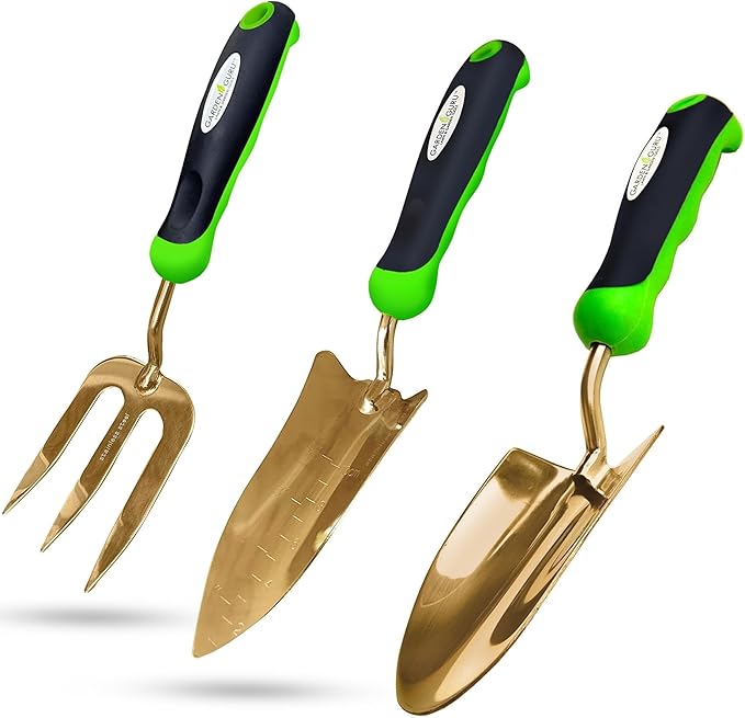 Garden Guru Titanium Garden Tool Set - Includes Hand Trowel Transplanter Cultivator