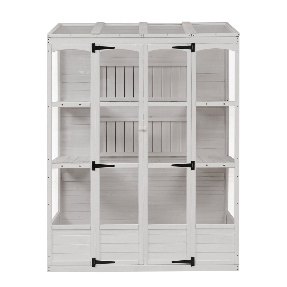 78 Inch Wooden Greenhouse Cold Frame White - Monster Gardens