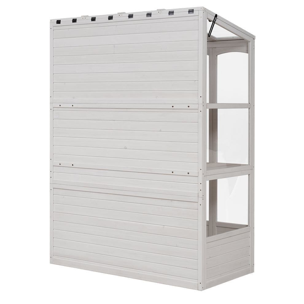 78 Inch Wooden Greenhouse Cold Frame White - Monster Gardens