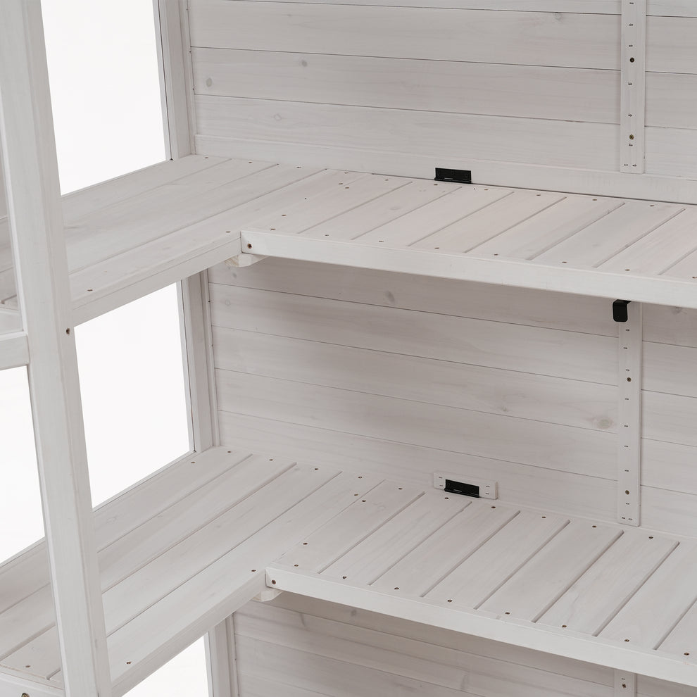 78 Inch Wooden Greenhouse Cold Frame White - Monster Gardens