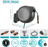 Gardena 50 ft. Wall Mount Hose Reel – Frost-Protected Garden Hose Storage