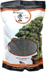 Bag of bonsai soil with a clear window showing the product inside, featuring the Bonsai Supply logo.