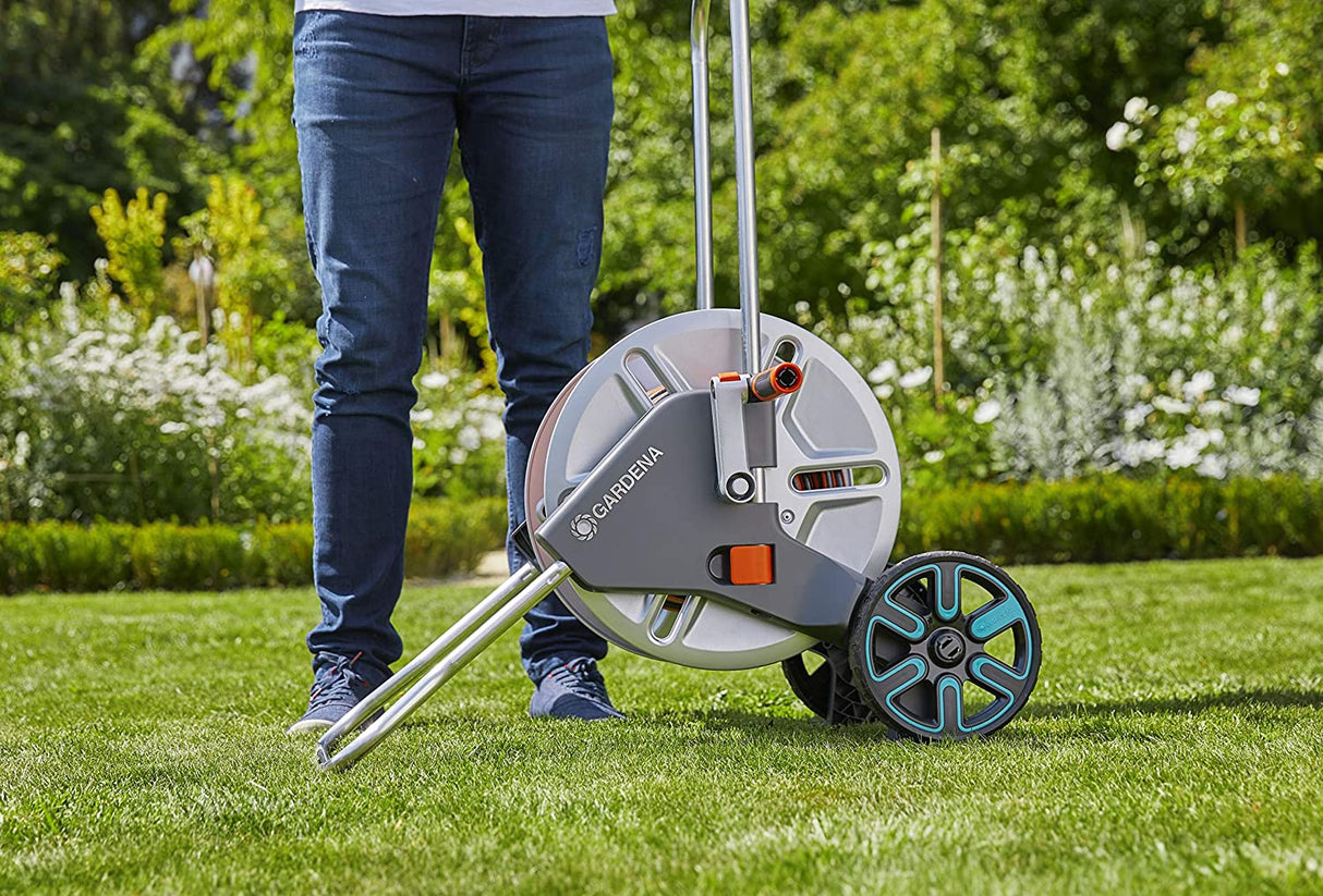 Gardena Metal Hose Cart with Easy Hose Guide & 82 ft Hose Included