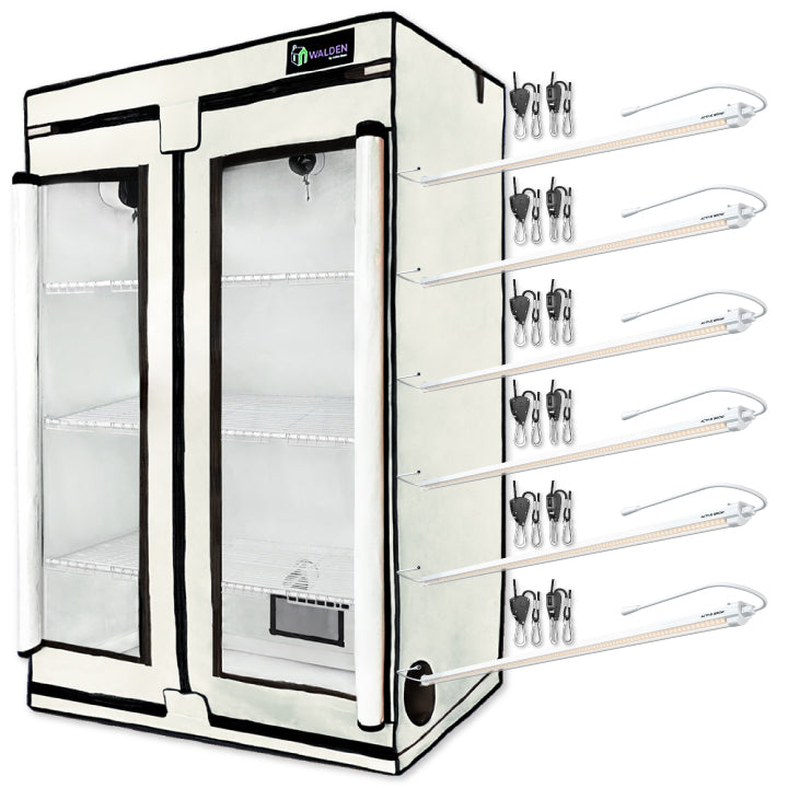 Walzen grow tent with LED grow light system on a white background