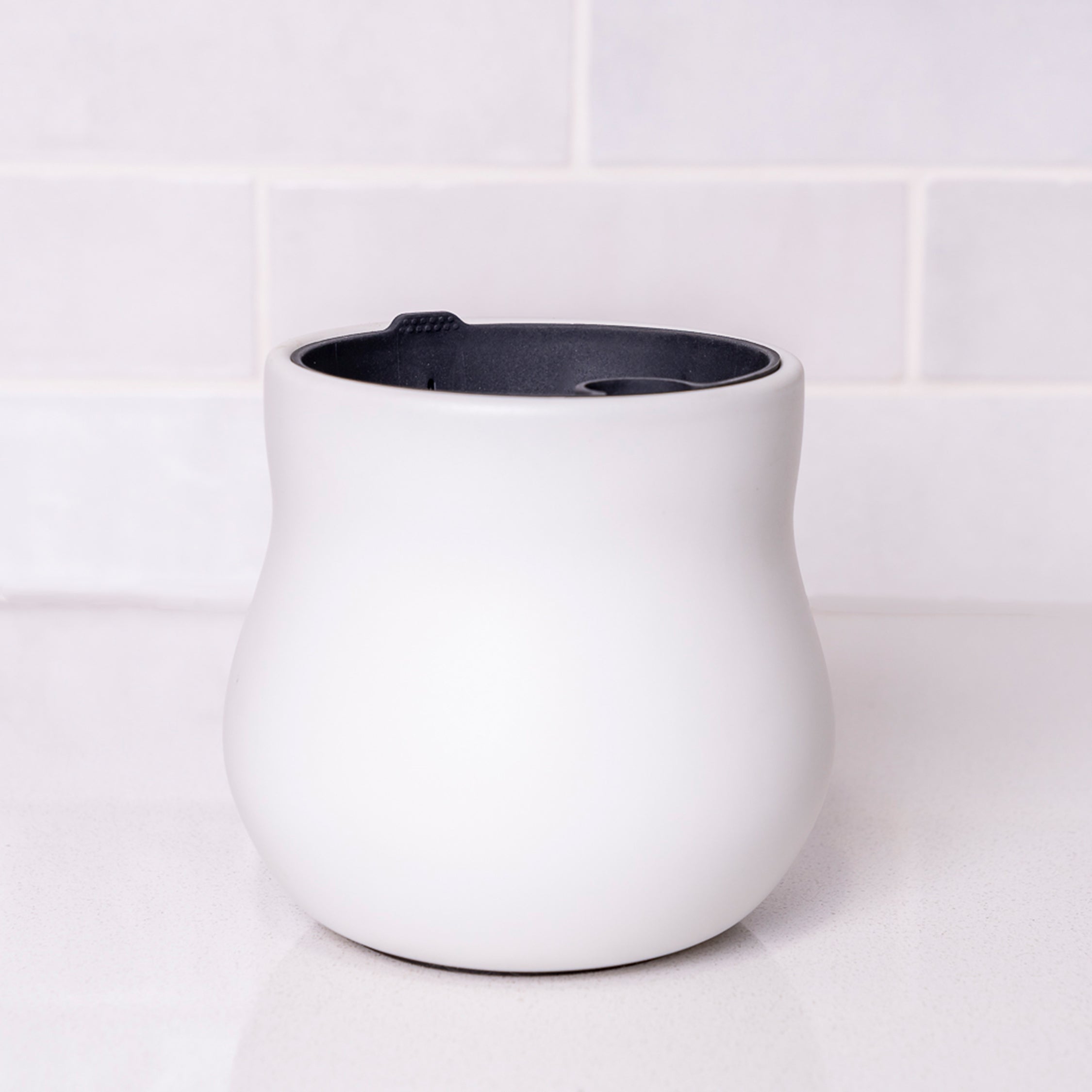 Alabaster White Ceramic Plant Pot with Removable Liner - Monster