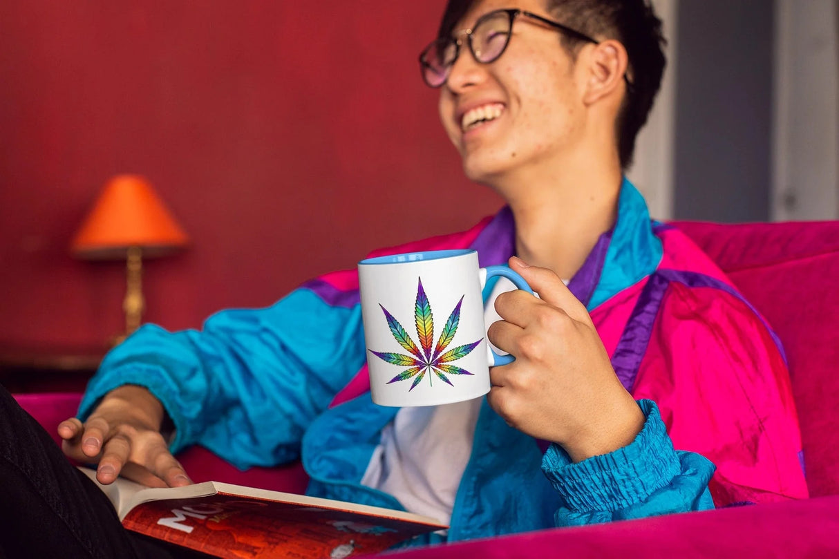 Vibrant Rainbow Cannabis Mug