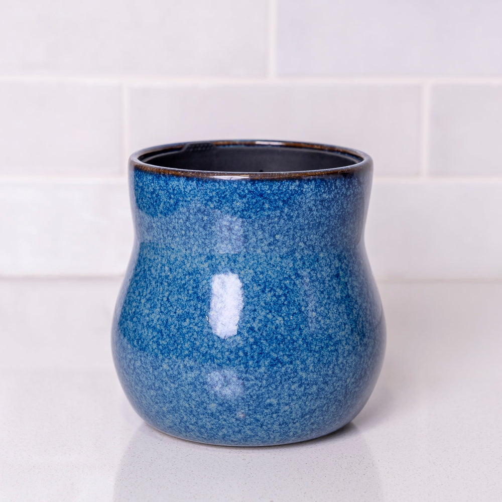 glazed blue plant pots River Blue Ceramic Plant Pot with Removable Liner