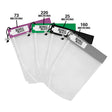 Five bubble wrap bags with labels indicating thickness in microns on a white background.