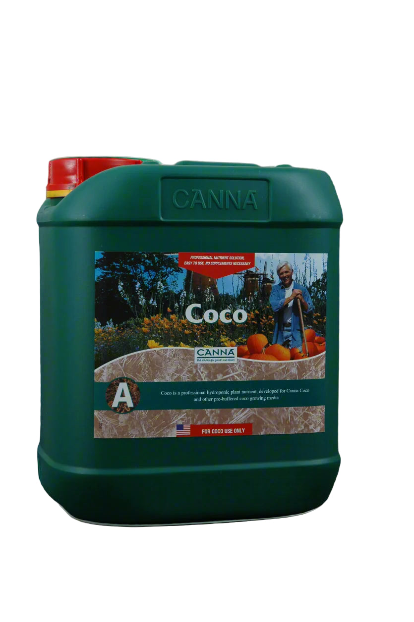 Green Canna Coco container on a dark background
