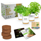 ZestiGreens Ceramic Herb Garden Kit – Basil, Cilantro, Parsley & Thyme