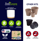 ZestiGreens Ceramic Herb Garden Kit – Basil, Cilantro, Parsley & Thyme