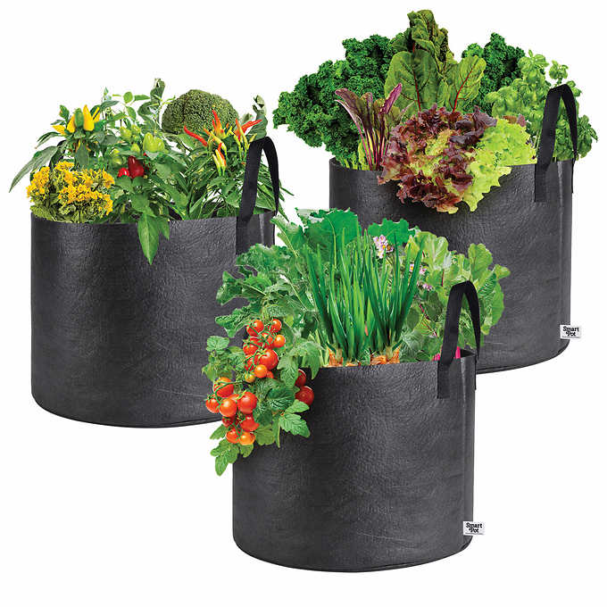 Smart Pot 15 Gallon Vegetable Planters – 3 Pack Fabric Grow Bags with Handles