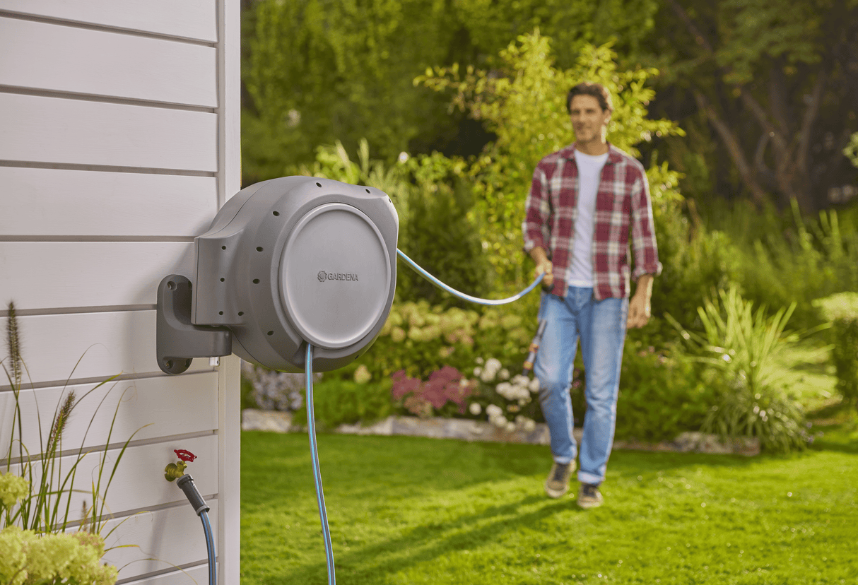 Gardena 50 ft. Wall Mount Hose Reel – Frost-Protected Garden Hose Storage