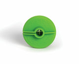 Green plastic wheel with 'Bull' branding on a white background