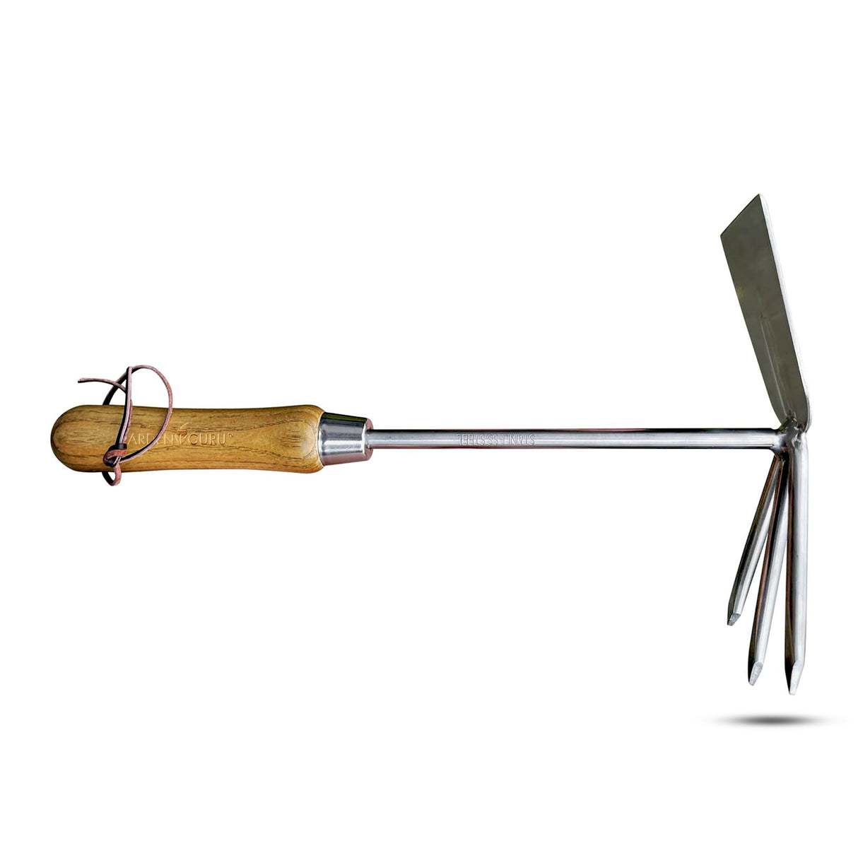 Garden Guru Stainless Steel Garden Cultivator Hoe, Classic Wood Handle