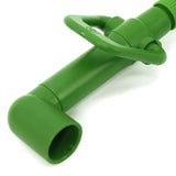 Green plastic tool with a handle on a white background