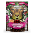 GreenGro BioGrows Organic Natural Rose and Flower Fertilizer in a resealable stand-up pouch. The packaging features a large lion face surrounded by flowers and green leaves, with pink banners reading 'Organic Natural' and 'Rose & Flower Fertilizer'.