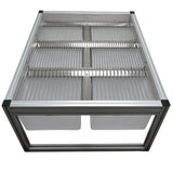 Metal wire cage with transparent sides on a white background