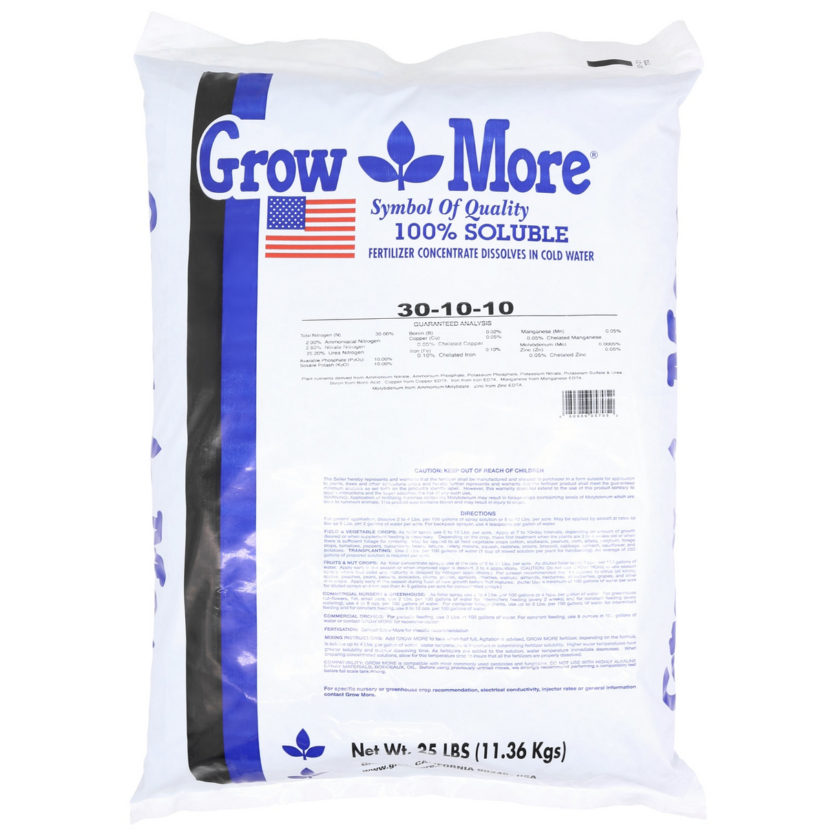 Grow More Water Soluble Foliage Developer (30-10-10), 25 lbs.