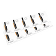 Sheet of black and orange labels with a clear border on a white background