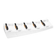 Stack of white cards with black and orange text on a white background