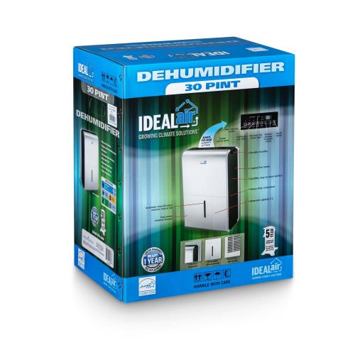Ideal-Air Dehumidifier 30 Pint - Up to 50 Pints Per Day