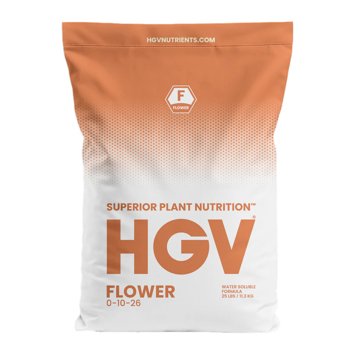 HGV Flower plant nutrition packaging on a white background