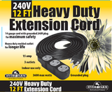 Heavy Duty Extension Cord, 240V, 3 Outlet